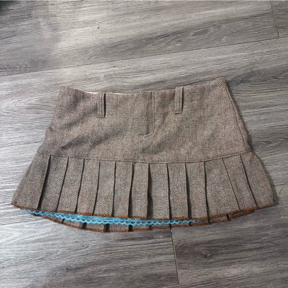 Vintage Y2K Abercrombie and Fitch wool blend silk trim pleated skirt
